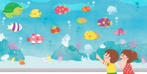 株式会社チャイルド本社 チャイルドブックぷう8月号　シールで遊ぼうカラフル水族館イラスト
