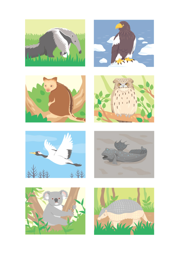 滅びゆく動物図鑑　1 棲む場所を追われる動物たちイラスト